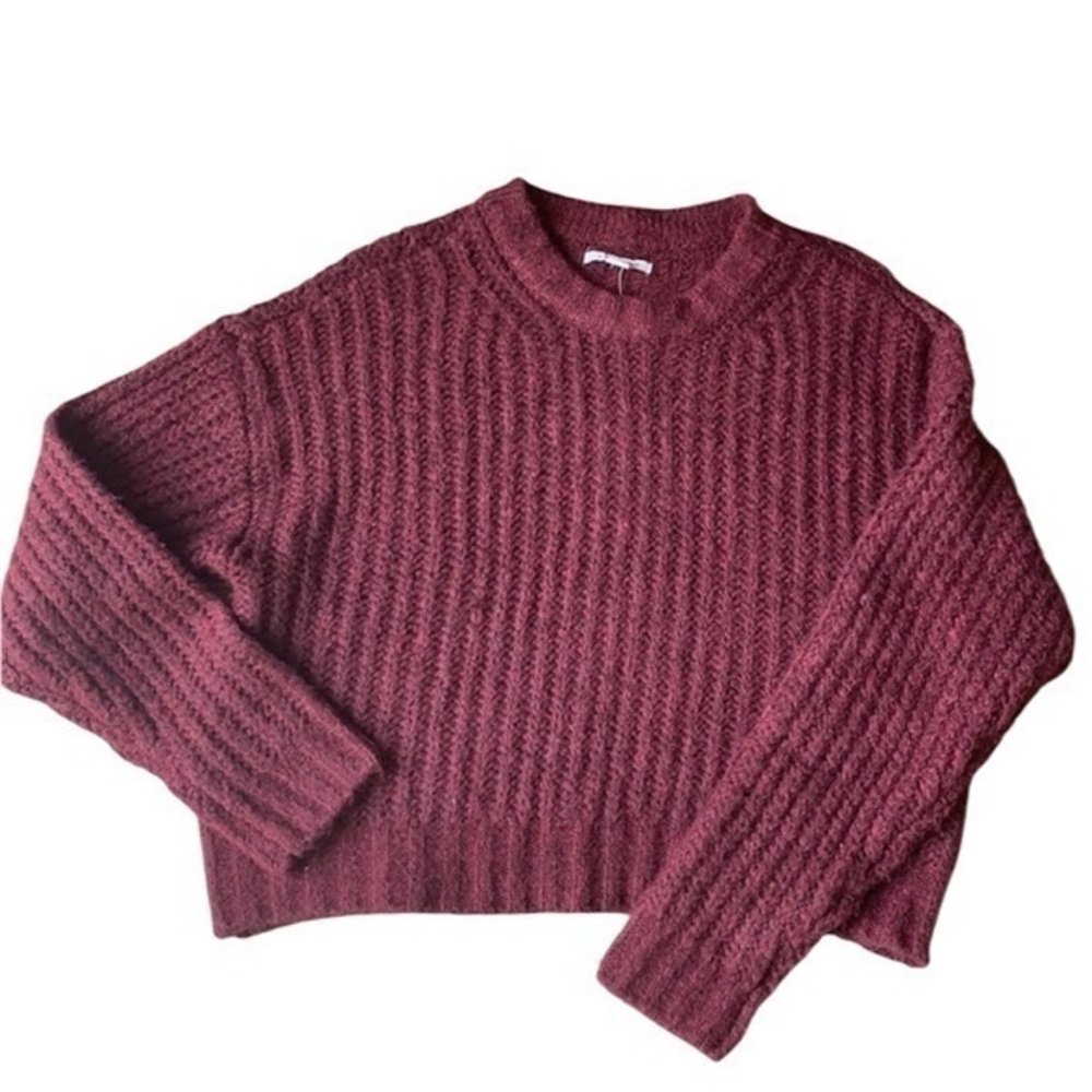 American Eagle mulberry crewneck crop sweater